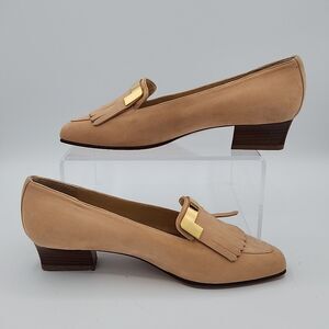 Rodolfo Valentino Vintage Nude Slip On Loafers Block Heels EU Size 37